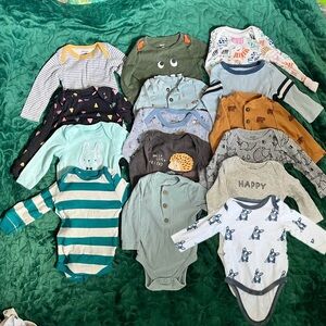 Baby Boy Clothes Long Sleeve Onesie Bundle 0-3 & 3M